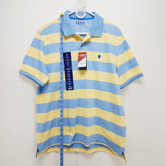 Izod Polo Shirt Mens yellow Stripes Advantage Performance Stretch Sport size M - Picture 6 of 12